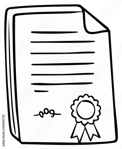 Simple Illustration of a Legal Document with Seal on White Paper