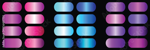 Neon Pink Electric Blue and Cyberpunk Purple Gradient UI Swatch Collection for Futuristic Interface Design.