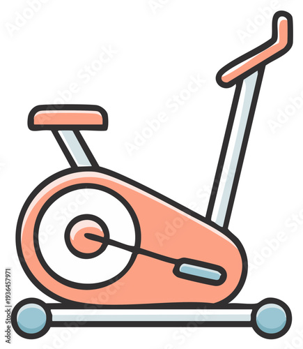 Modern Peach and Blue Stationary Exercise Bike Icon for Fitness and Health Workouts