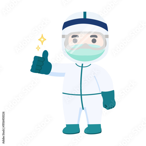 Healthcare Worker In Hazmat Suit Giving Thumbs Up