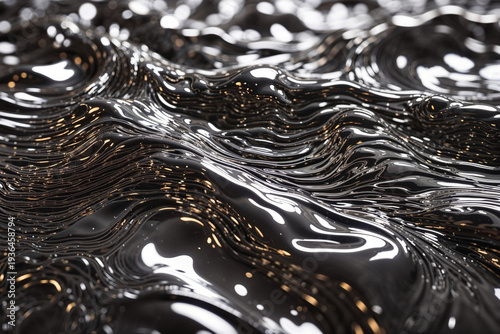 Luxury abstract liquid metal flow metallic texture background.