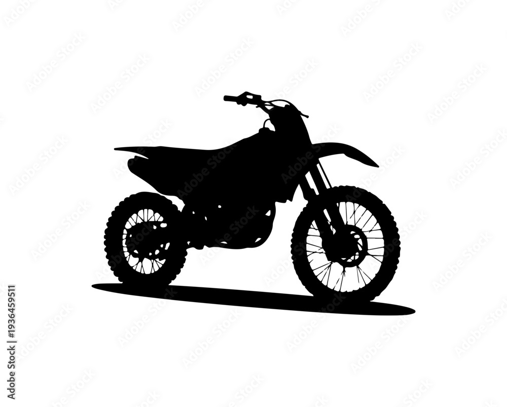 Fototapeta premium Black Silhouette Dirt Bike Vector Art