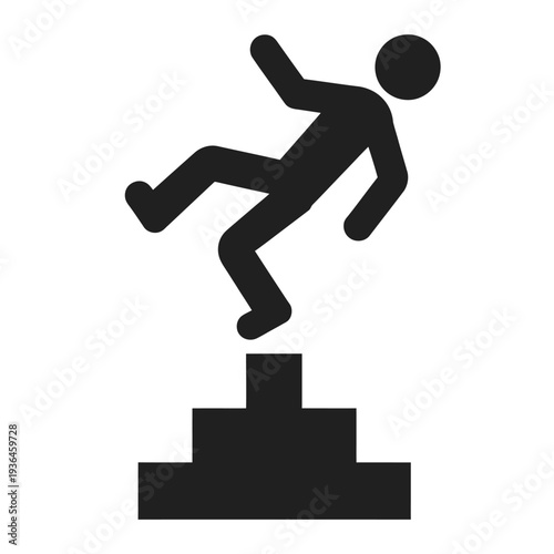 Black silhouette person falling off podium