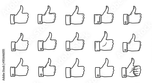Thumbs up icons in grid pattern.