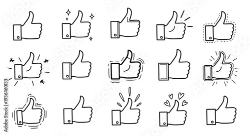 Thumbs Up Icons Set Illustration.
