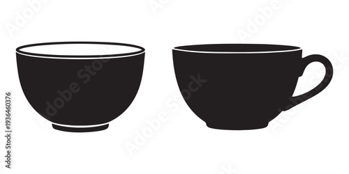 Qingming festival tea bowl silhouette ritual offering clean vector isolated