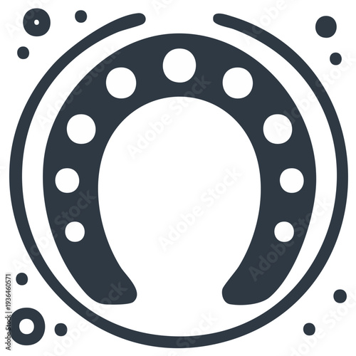 Horseshoe good luck symbol in a circle simple vector icon illustration