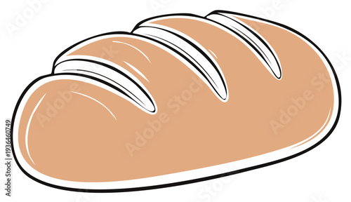 Loaf of Fresh Baked Bread Cartoon Vector Illustration Bakery Wheat Rye Food Ingredient