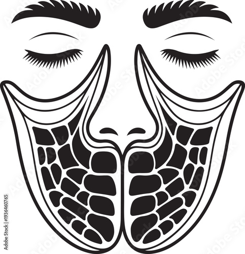 Black silhouette icon of human nasal sinus.