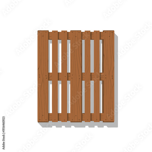 Brown wooden slatted panel with shadow on white background.