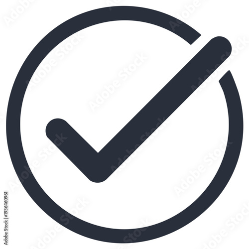 Tick mark inside a circle, vector graphic for approval, accept and success icons