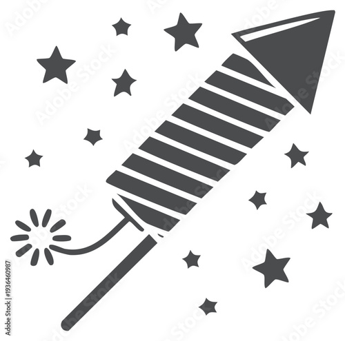 Stylized Firework Rocket Exploding with Stars