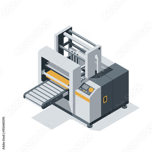 Industrial digital printing machine with open tray and control panel.