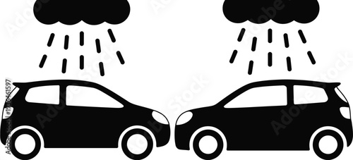 Two black cars under rain clouds weather