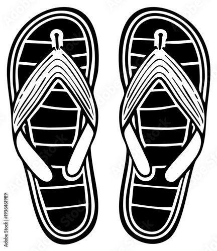 Black and White Stylized Flip Flop Sandals