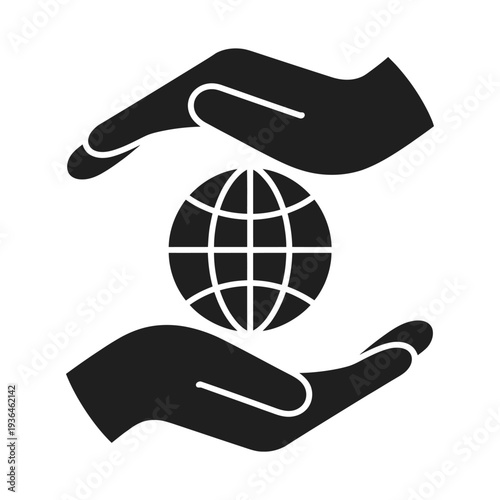 Two hands holding a globe symbolizing support and protection