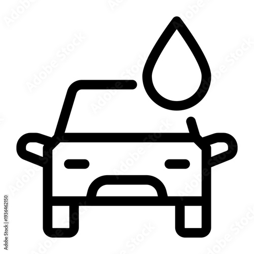 Car Wash Service Icon - Auto Cleaning and Water Drop Symbol