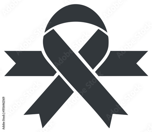 Symbol of Mourning and Grief a Black Ribbon as a Sign of Remembrance and Sympathy