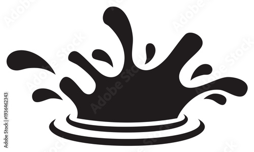Dynamic Black Water Splash Icon with Ripples