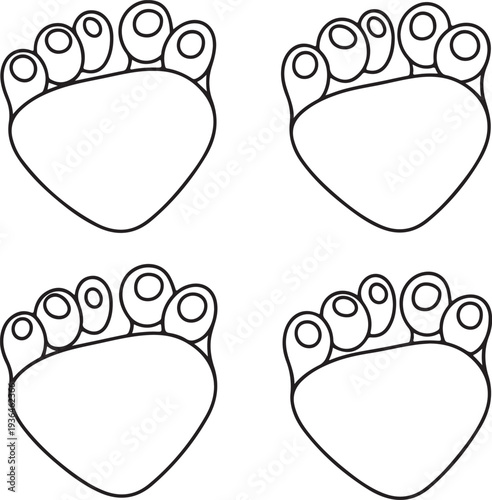 Black outline icon of human toes set.