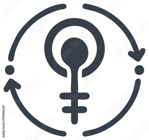 Female Symbol in Circular Arrow Rotation Gender Transition and Transformation Concept