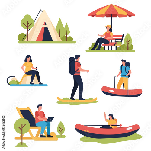 Diverse Outdoor Activities and Recreation: Camping, Hiking, Kayaking, Relaxing