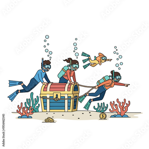 Divers Discover Treasure Chest Underwater