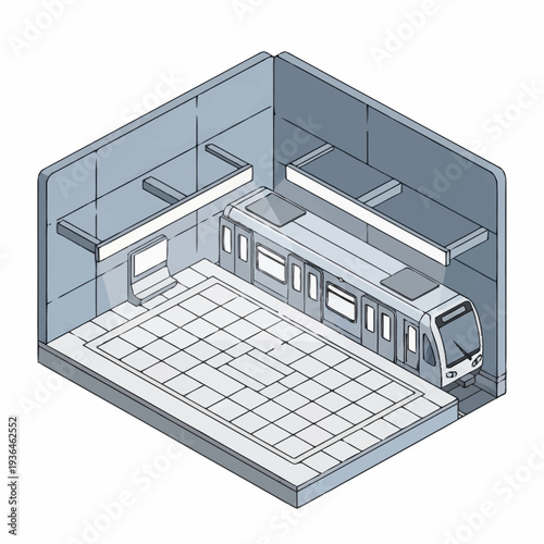 Modern Train Station Platform with Subway.