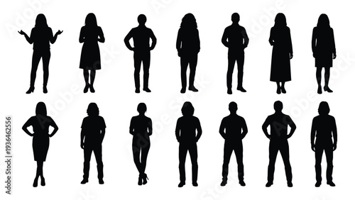 A group of people standing in different poses