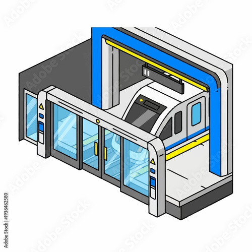 Modern Subway Train at Station Platform.
