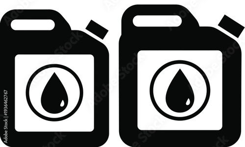 Two black and white gasoline can with drip symbols