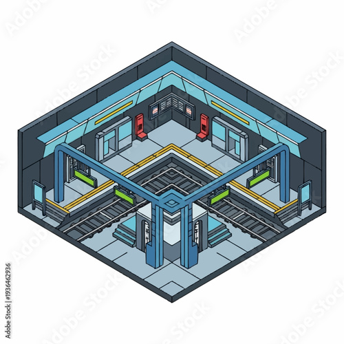 Isometric View of Modern Office Building Interior.
