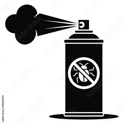Black and white spray can with insect prohibition symbol