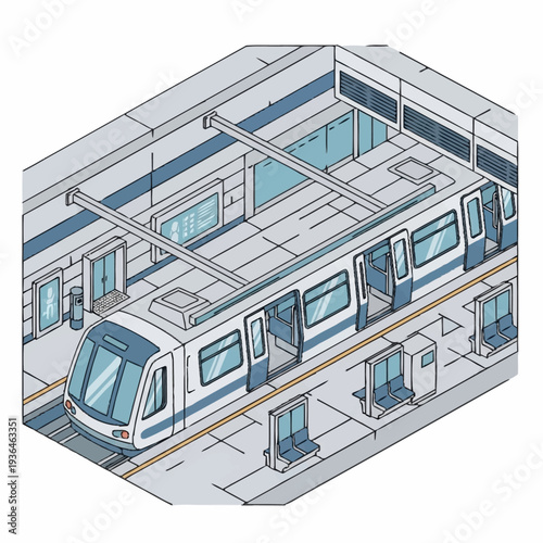 Modern Subway Train at Station Platform.