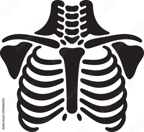 Black silhouette icon of human skeletal thorax.