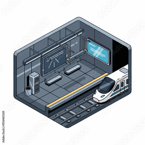 Futuristic Self Driving Car in Garage.
