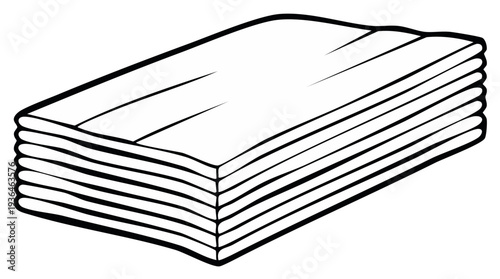 Illustration of a stack of clean white folded linens or fabric sheets