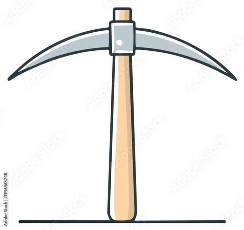 Illustration of a pickaxe mining tool with cartoon style.