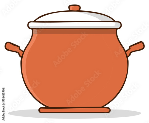 Cartoon Style Kitchen Pot with Lid Illustration for Cooking and Serving Food