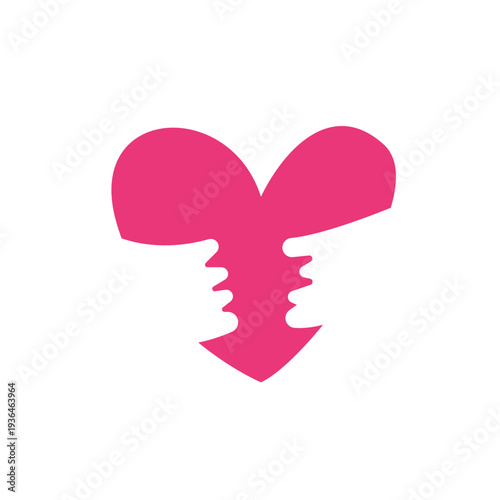 Logo love pink hug together unique design abstract isolated
