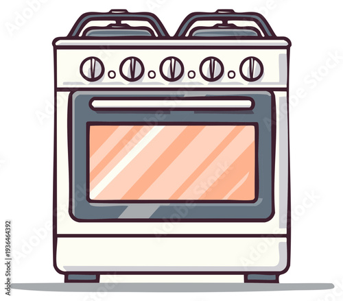 Classic white freestanding gas stove with oven and four burners, clean design