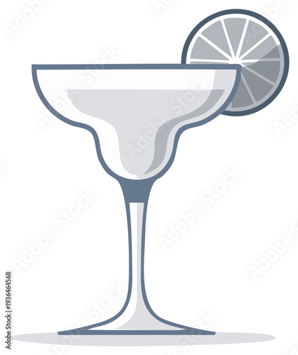 Illustrated margarita cocktail with lime wedge, elegant glassware