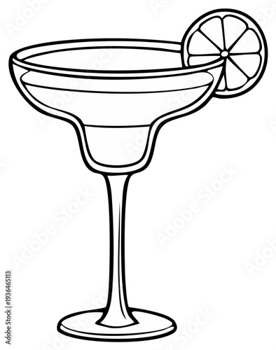 Outline of a Margarita cocktail with a lime slice.