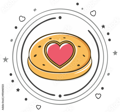 Illustration of a Delicious Cookie with Heart Shaped Filling for Sweet Treat