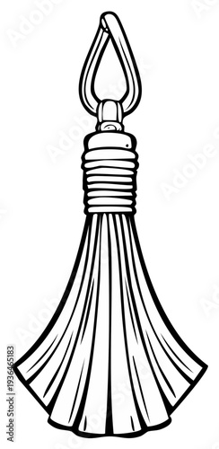 Elegant Vector Illustration of a Decorative Hanging Tassel Design in Black and White