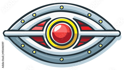 Abstract Geometric Eye Design Shape Cartoon Metallic Eye Symbol Vector