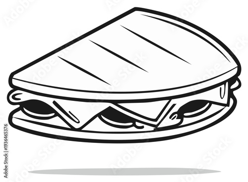 Grilled Cheese Sandwich on Plate Vector Illustration Fresh Food Meal Kitchen Icon Clip Art