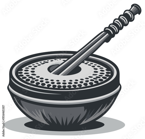 Illustration of a traditional mate cup and bombilla for South American yerba mate tea