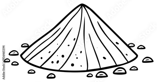 Pile of sand with scattered pebbles illustration