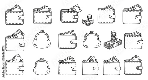Various Wallets and Purses Illustration.